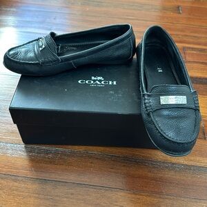 Coach black leather moccasins